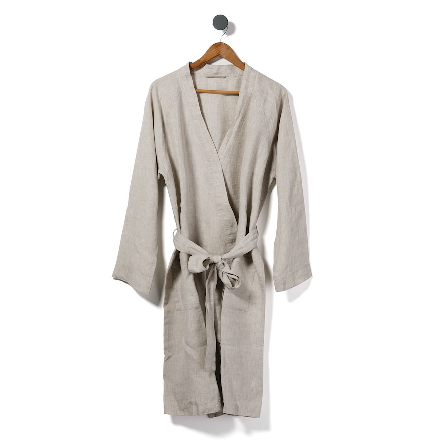 Vintage Washed Natural Linen Robe | Adairs