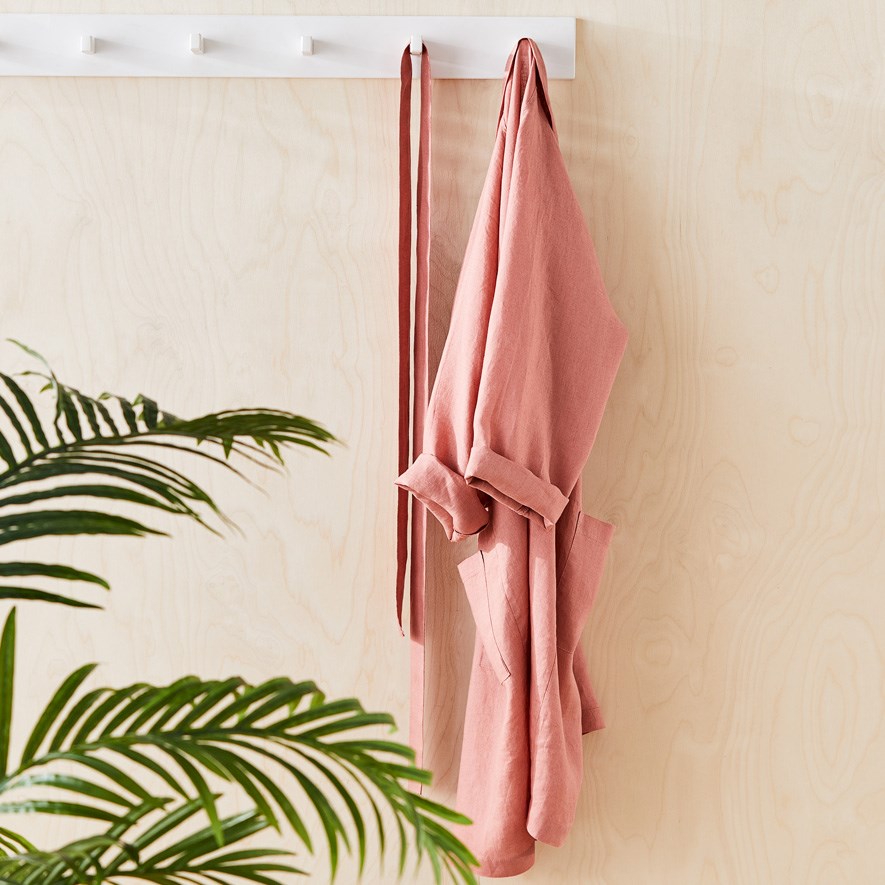 Vintage Washed Linen Rouge Bath Robe | Adairs
