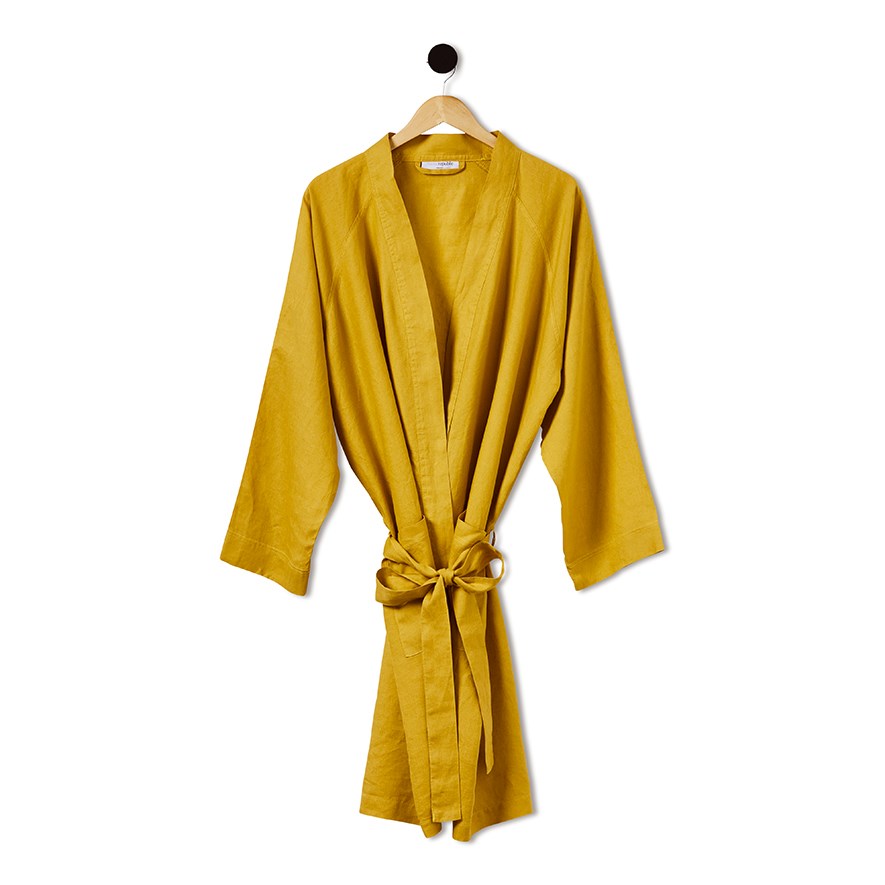 Vintage Washed Linen Sunflower Bath Robe | Adairs