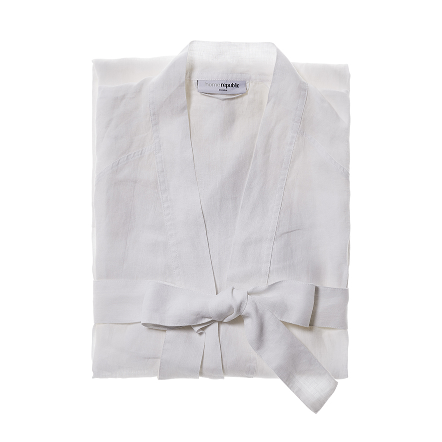 Vintage Washed Linen Bathrobe White Adairs