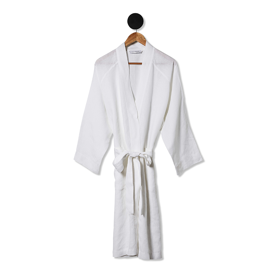 Vintage Washed Linen Bathrobe White Adairs
