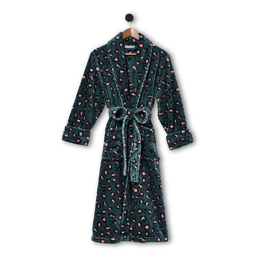 Ultra Soft Leopard Teal Bathrobe Adairs