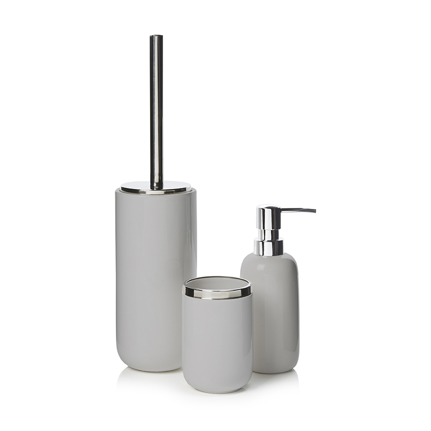 Ollie Bathroom Accessories Grey & Silver Adairs