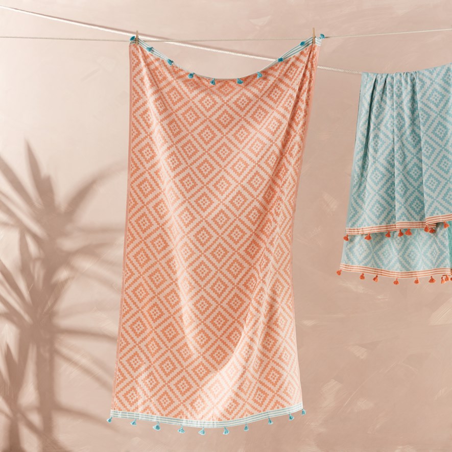 European Turkish Peshtemal Istanbul Coral Beach Towel Adairs