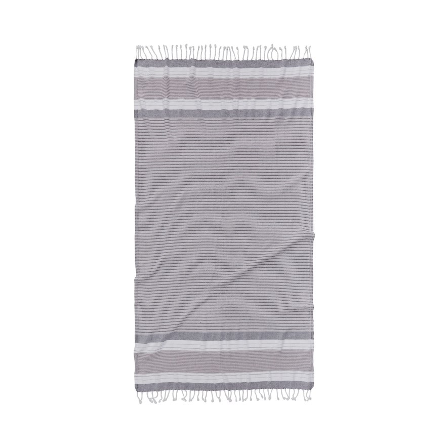 European Turkish Peshtemal Marmaris Stripe Grey Beach Towel Adairs