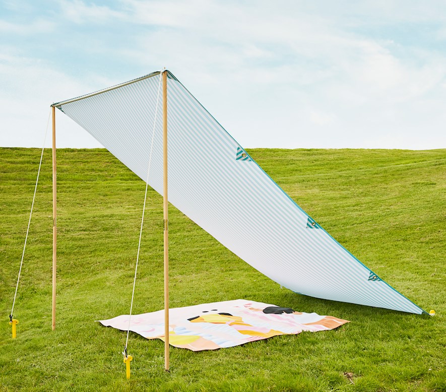 Holiday Aqua Stripe Beach Tent Adairs