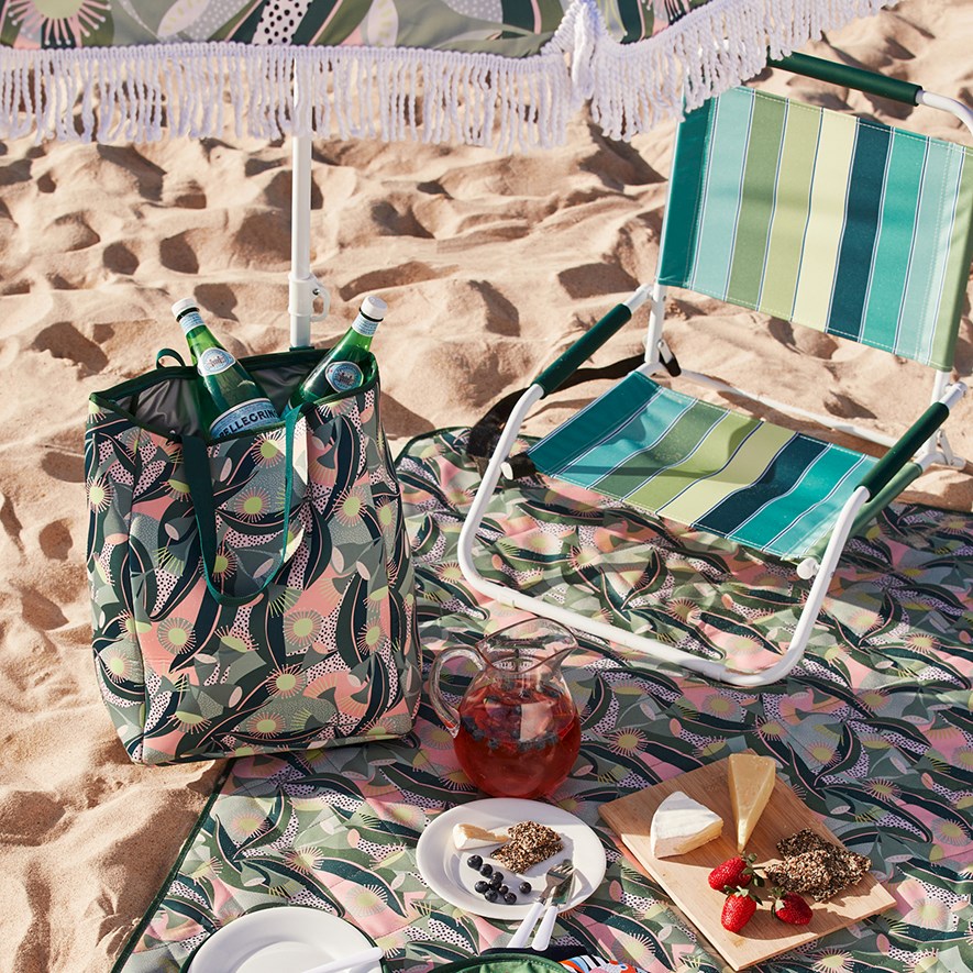 Aruba Stripe Teal Beach Chair Adairs