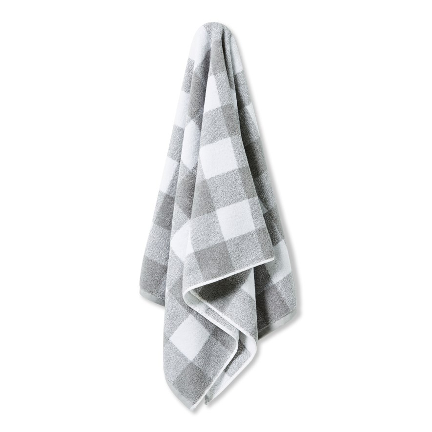 Gingham Pewter Towel Range Adairs