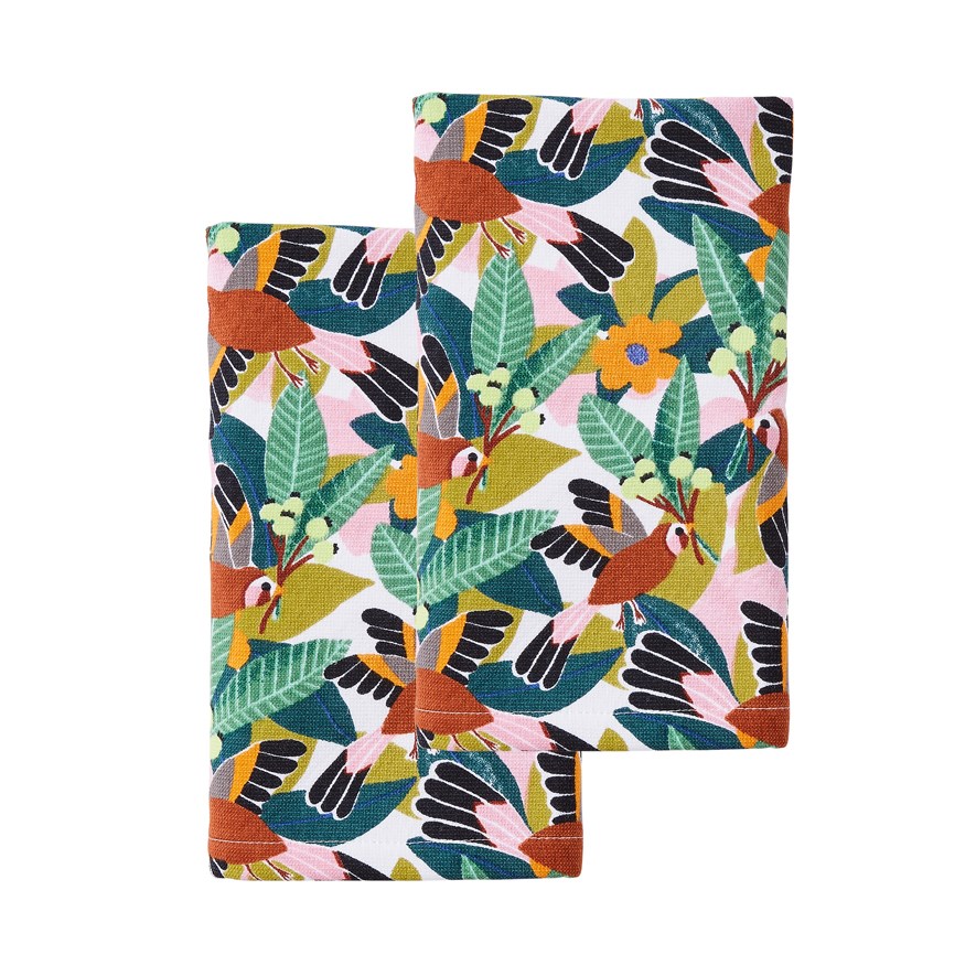 Togetherness Birdsong White Hand Towel 2 Pk Adairs