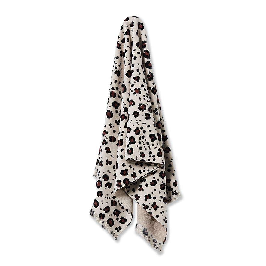 Akiki Printed Natural Velour Bath Towel Adairs