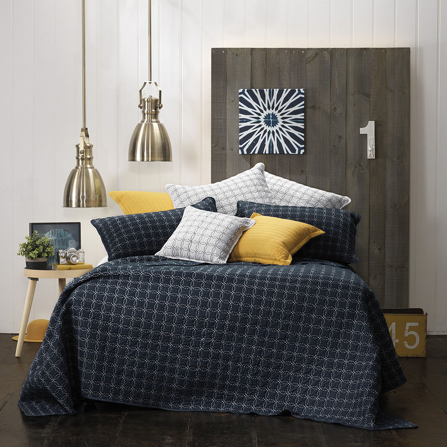 Clarence Navy Bedspread Set Adairs