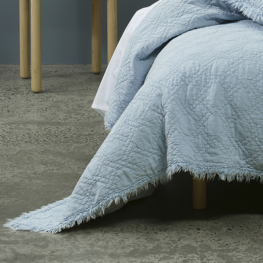 Hayes Soft Blue Bedspread Set + Accessories Adairs