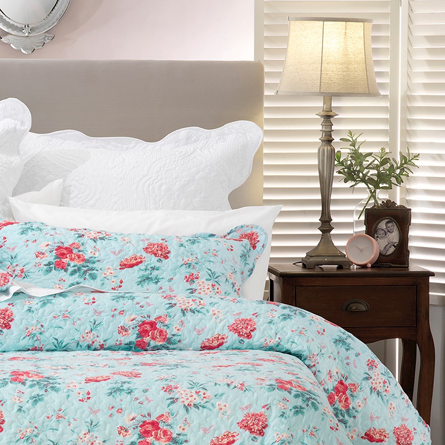 Serenity Duck Egg Bedspread Set + Accessories Adairs