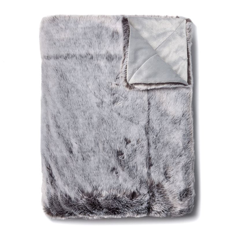 Montana Fur Grey Wolf Blanket