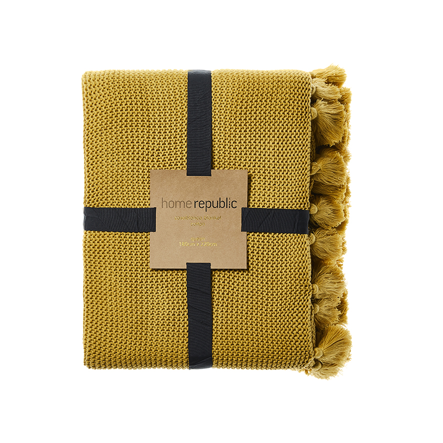 Casablanca Blanket Mustard Queen Adairs