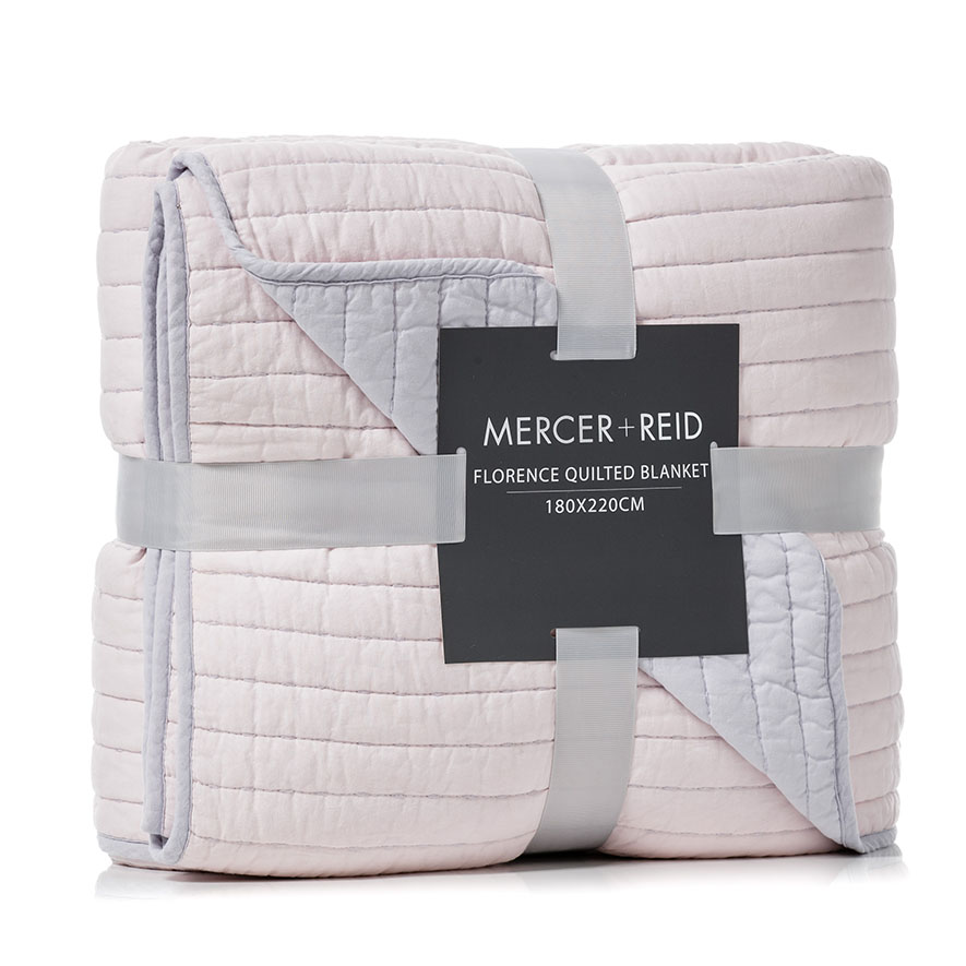 Mercer + Reid Florence Pink and Silver Quilted Blanket Adairs