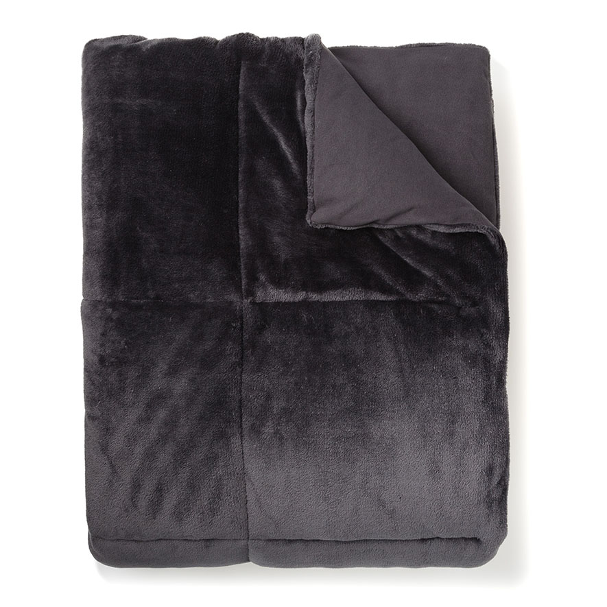 Plush Quilted Blanket Coal Adairs