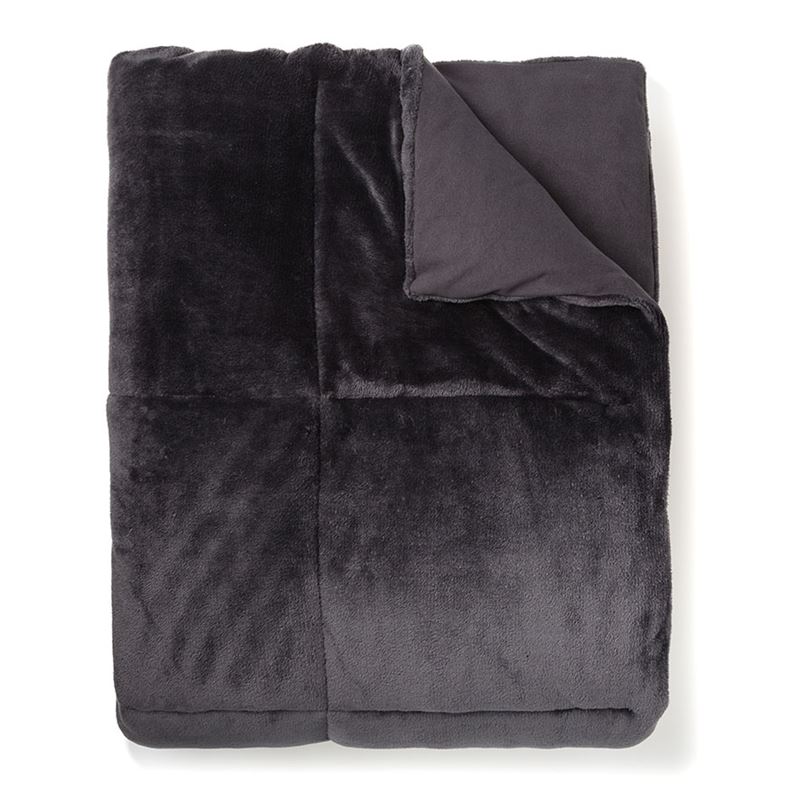 Plush Quilted Blanket Coal 
