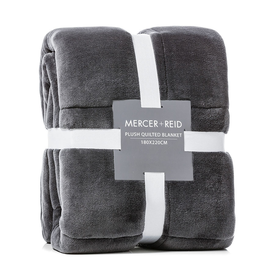 Plush Quilted Blanket Coal Adairs