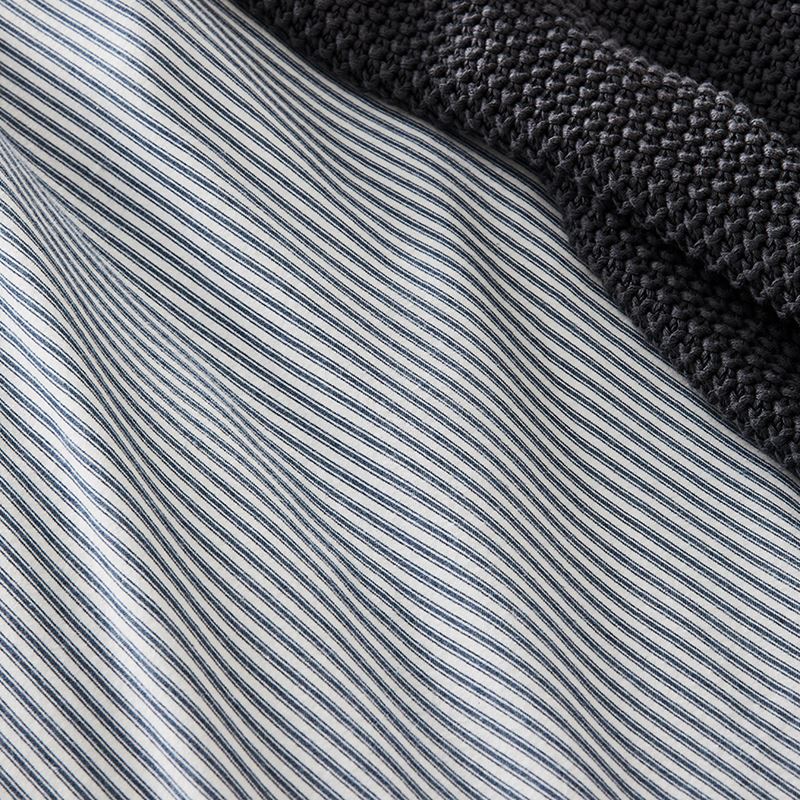 Printed Flannelette Navy Stripe Quilt Cover Set
