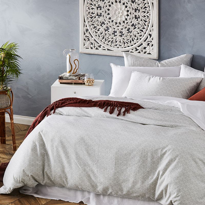 Printed Flannelette Silver Moroccan Quilt Cover Set