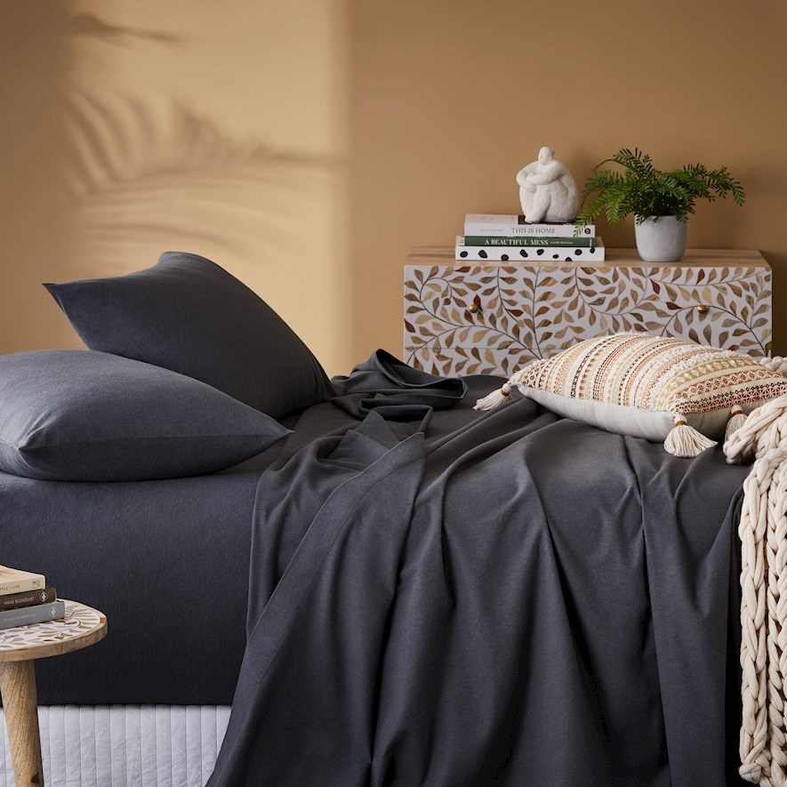 Flannelette Charcoal Sheet Set Adairs