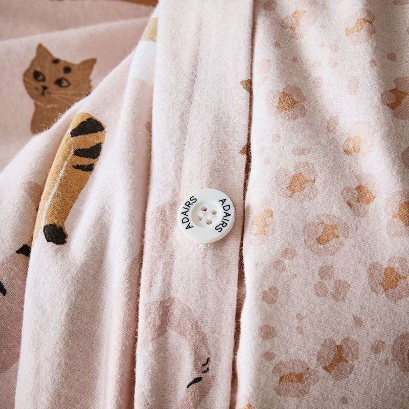 Printed Flannelette Pink Cat Quilt Cover Set