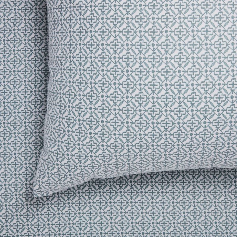 Printed Sage Tile Flannelette Sheet Set + Pillowcases