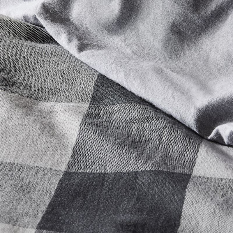 Super Soft Brushed Flannelette Silver Check Quilt Cover + Pillowcases