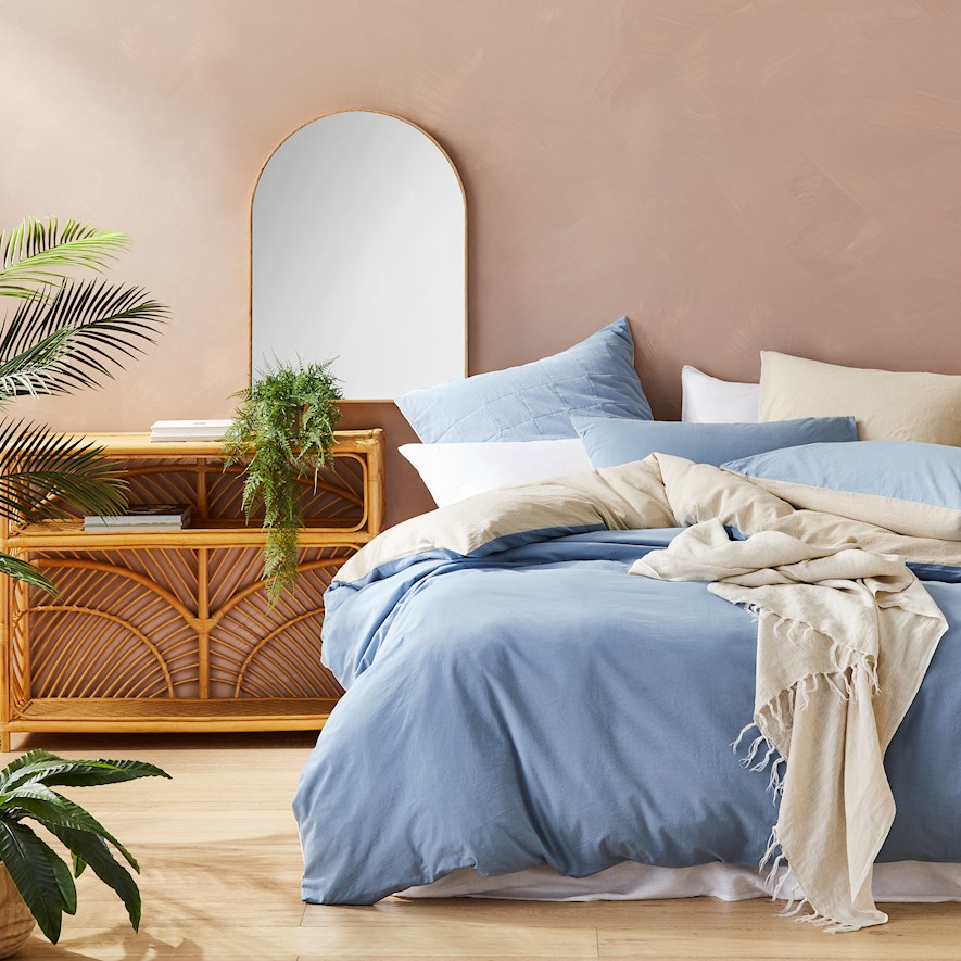 Dusty blue sales pillow shams