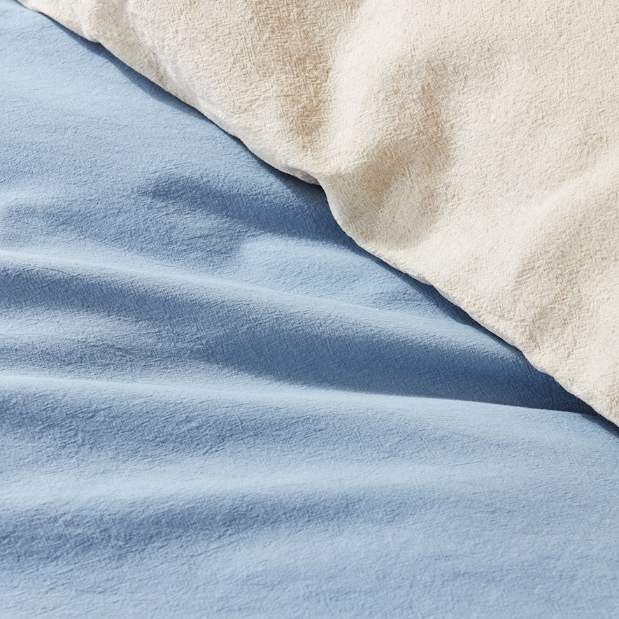 Olsen Linen Natural & Dusty Blue Quilt Cover Set Adairs