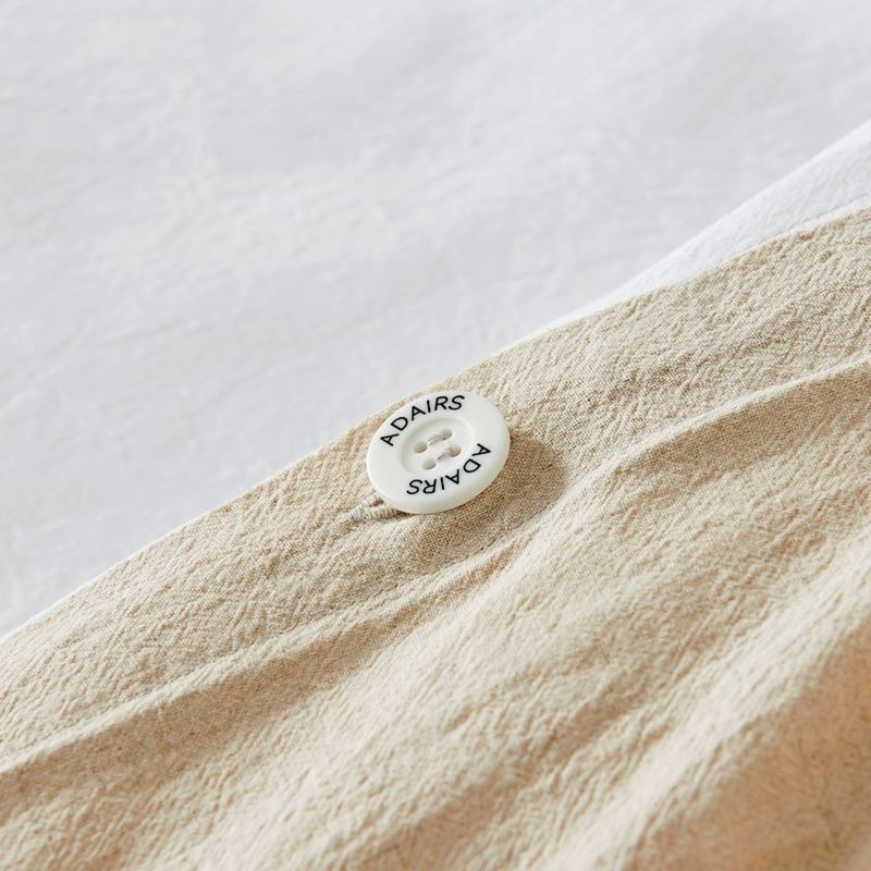 Olsen Linen Cotton Natural & White Quilt Cover Set + Separates