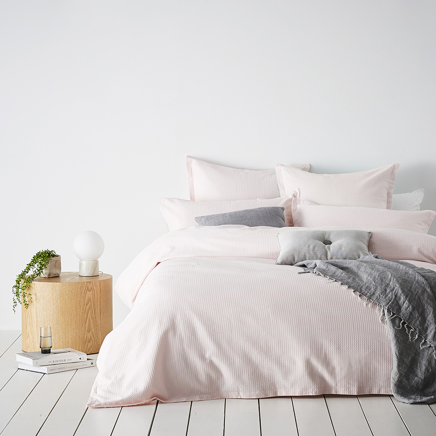 Riley Waffle Pink Quilt Cover Set + Separates Adairs