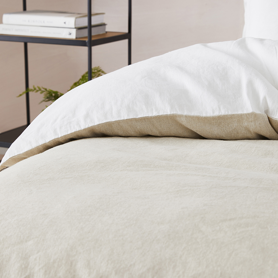 Stonewashed Linen Cotton Quilt Cover Set White & Linen Adairs