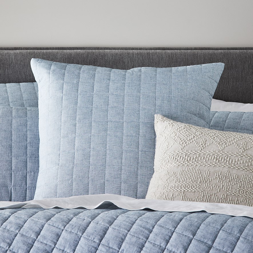 OTL Austin Chambray Cotton Bedlinen Single Teal Fitted Sheet Adairs