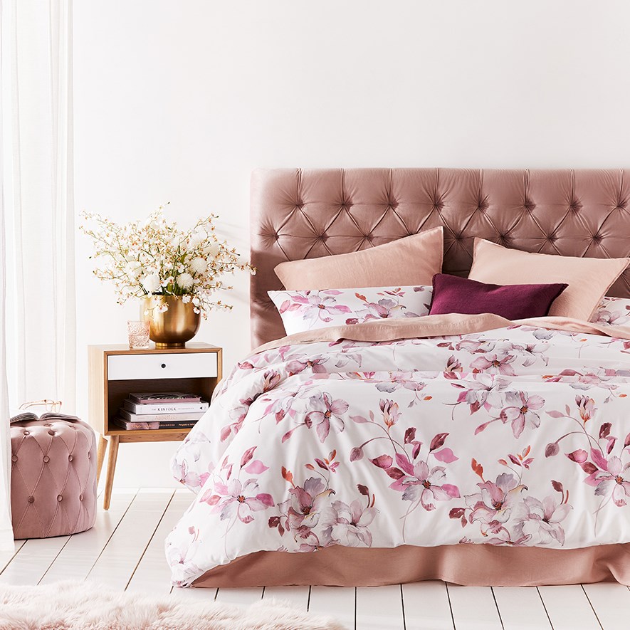 Magnolia Pink Quilt Cover Set Adairs