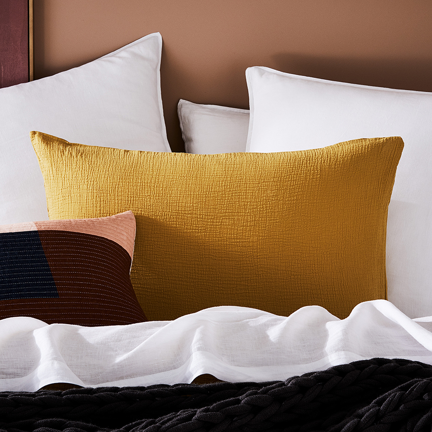 Collins Bedlinen Double Mustard Quilt Cover Set Adairs