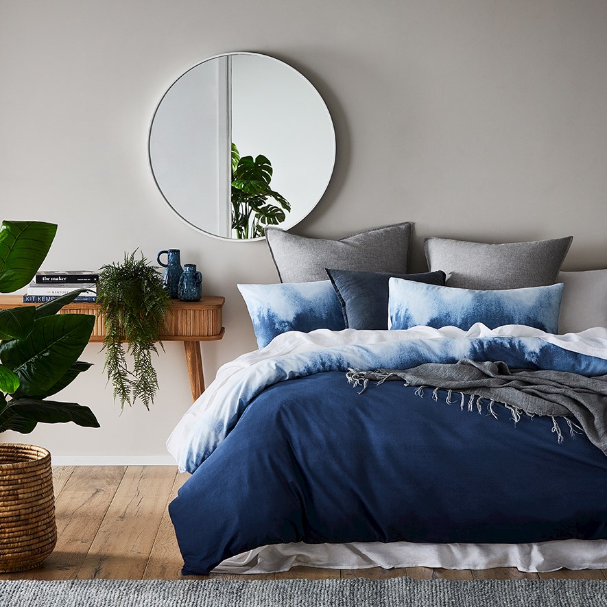 Prewashed Cotton Printed Blue Ombre Quilt Cover Set Adairs