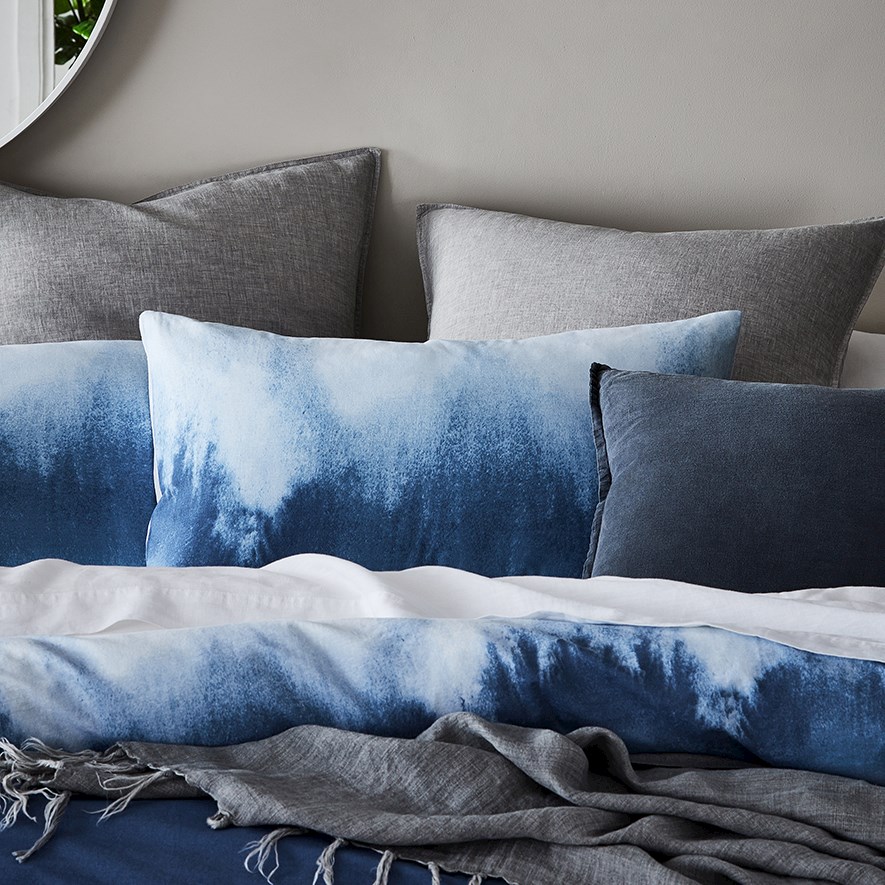 Prewashed Cotton Printed Blue Ombre Quilt Cover Set Adairs