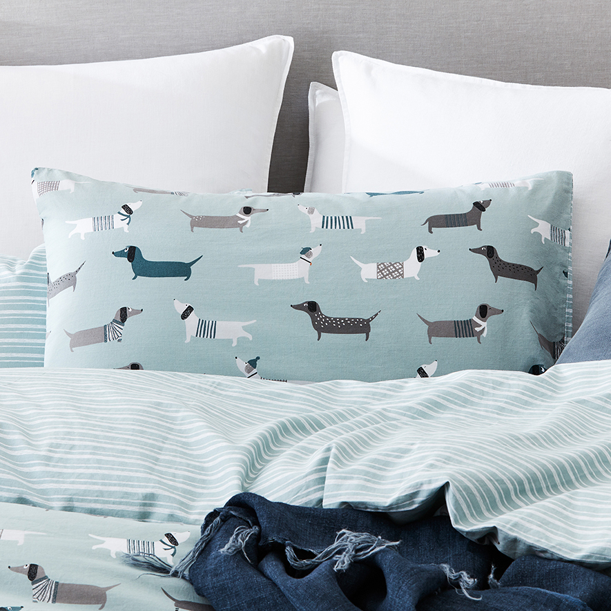 Sausage Dog Bedlinen Queen Grey Quilt Cover Set Adairs