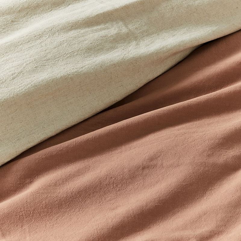 Olsen Linen Cotton Natural & Clay Quilt Cover Set