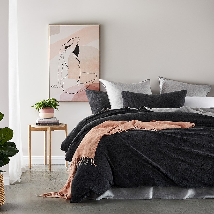 Sherpa Charcoal Quilt Cover Set Adairs