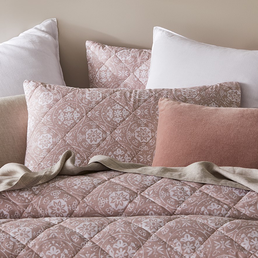 Mia Quilted Pink Quilt Cover Set Adairs