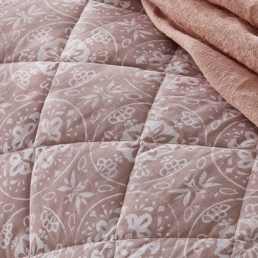Mia Quilted Pink Quilt Cover Set Adairs