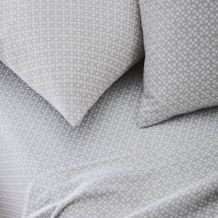 Metro Printed Flannelette Silver Moroccan Sheet Set Adairs