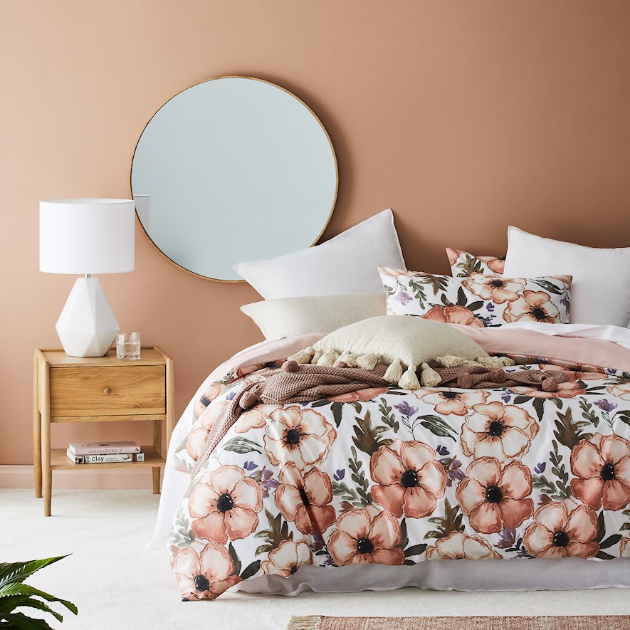 Peony Apricot Quilt Cover Set Adairs