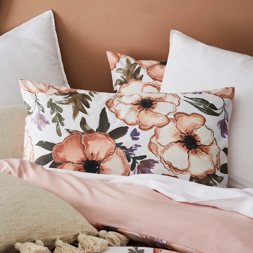 Peony Apricot Quilt Cover Set Adairs