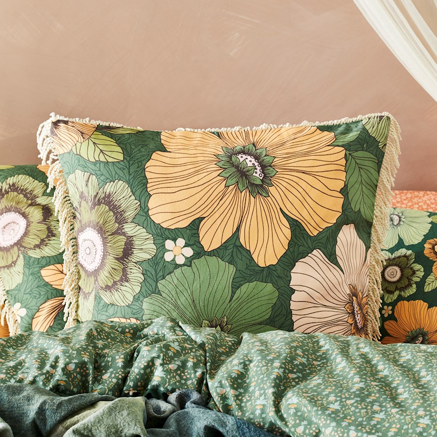 Wandering Folk Emerald Floral Pillowcases Adairs