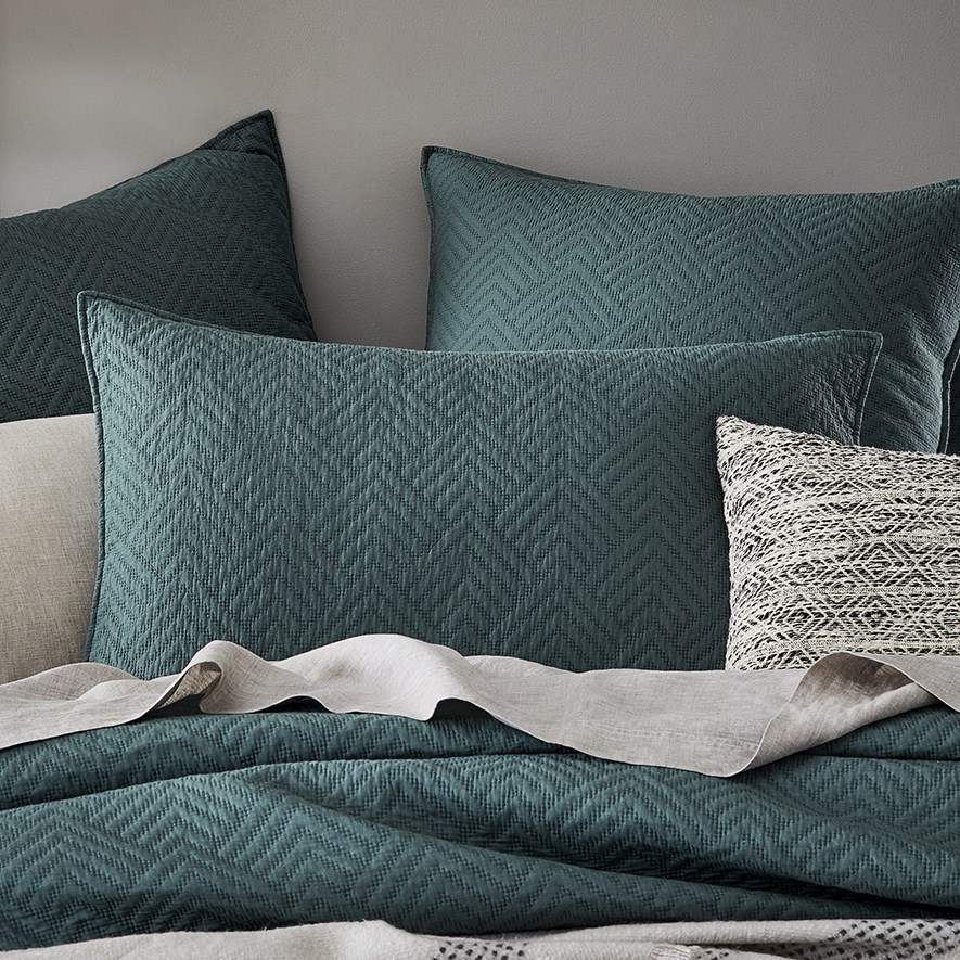 Colvin Teal Quilted Pillowcase | Adairs