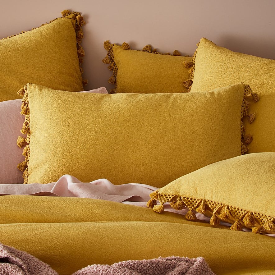 Farrow Tassel Mustard Pillowcase Adairs